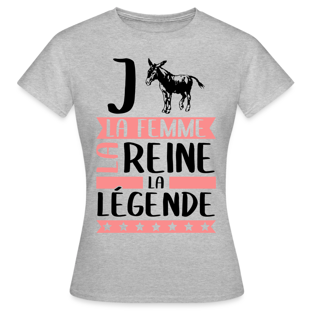 T-shirt femme coloris clair Jeanne rébus – La femme, la reine, la légende - gris chiné