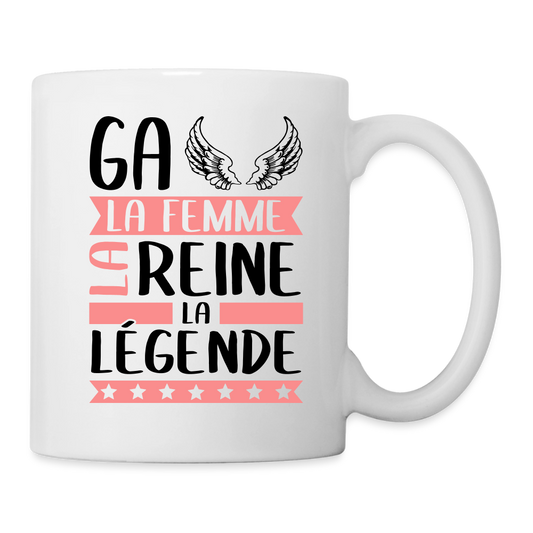 Mug blanc Gaëlle rébus – La femme, la reine, la légende - blanc