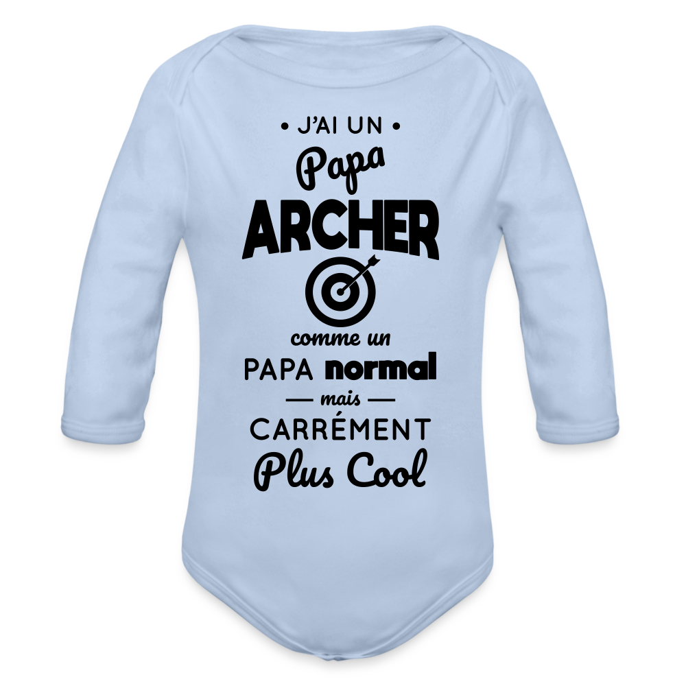 Body Bébé bio manches longues - J'ai un papa archer - ciel