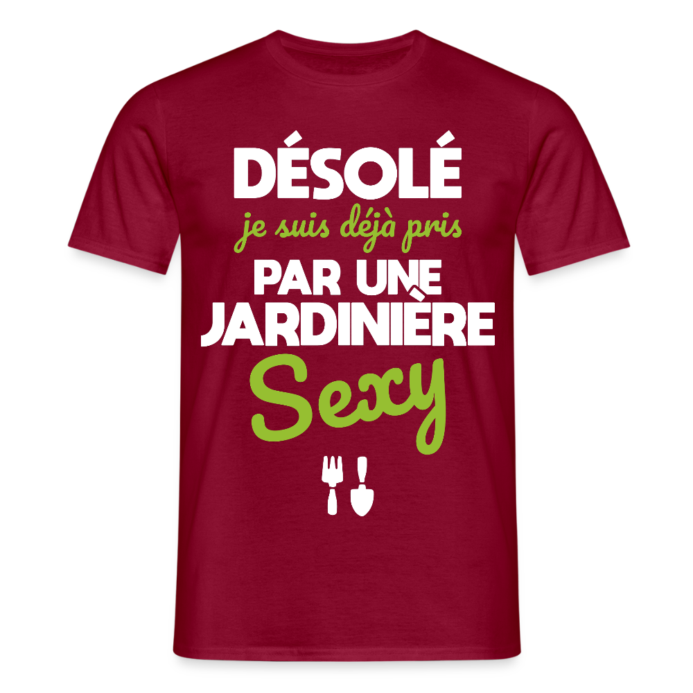T-shirt Homme - Je suis pris par une jardinière sexy - rouge brique
