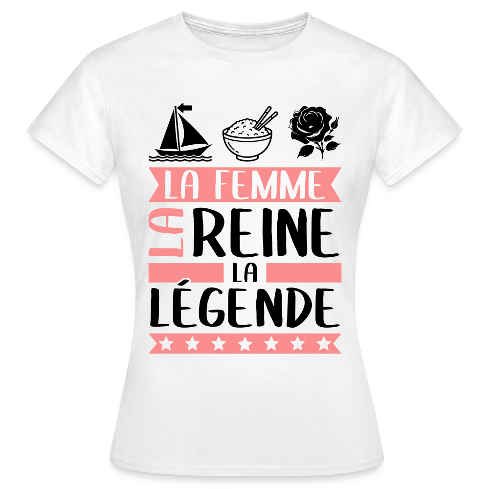 T-shirt femme coloris clair Marie-Rose rébus – La Femme, la reine, la légende - blanc