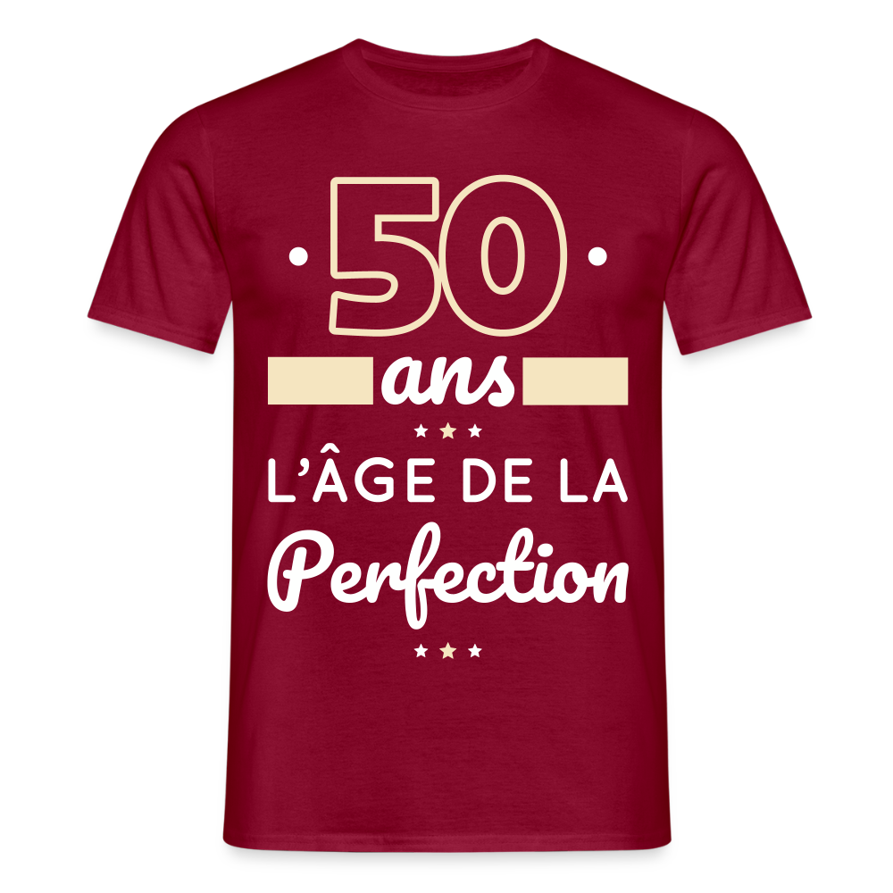T-shirt Homme - 50 ans l'âge de la perfection - rouge brique