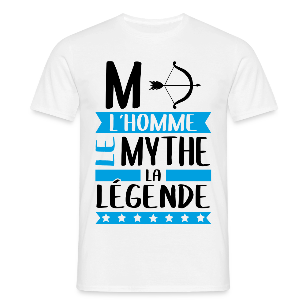 T-shirt homme coloris clair Marc en rébus – L’homme, le mythe, la légende - blanc
