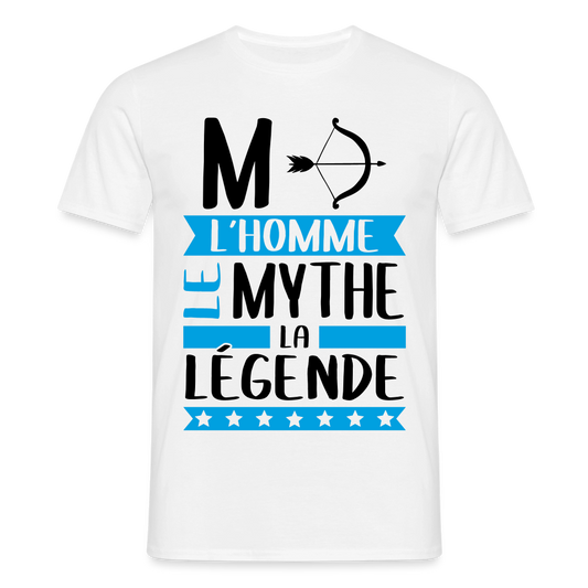 T-shirt homme coloris clair Marc en rébus – L’homme, le mythe, la légende - blanc
