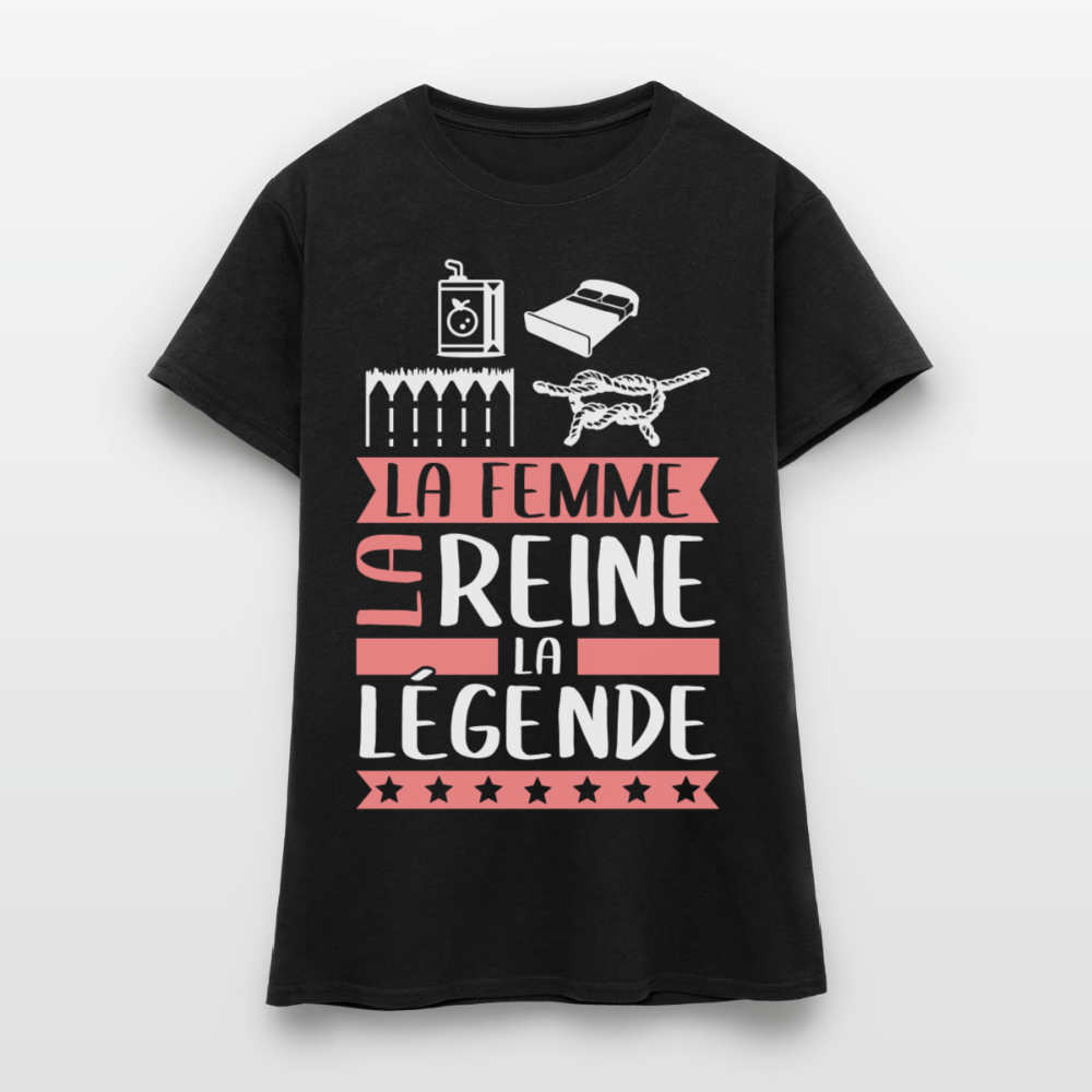 T-shirt femme Julienne rébus – La femme, la reine, la légende - noir