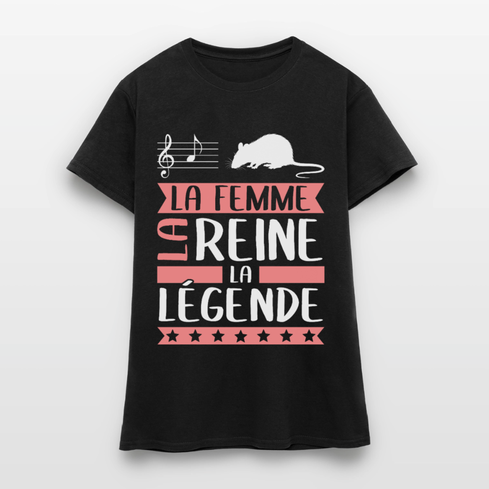 T-shirt femme Lara rébus – La femme, la reine, la légende - noir