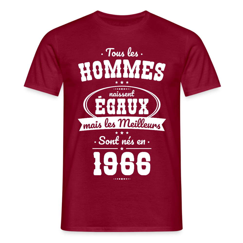 T-shirt anniversaire homme 60 ans – Les meilleurs sont nés en 1966 - rouge brique
