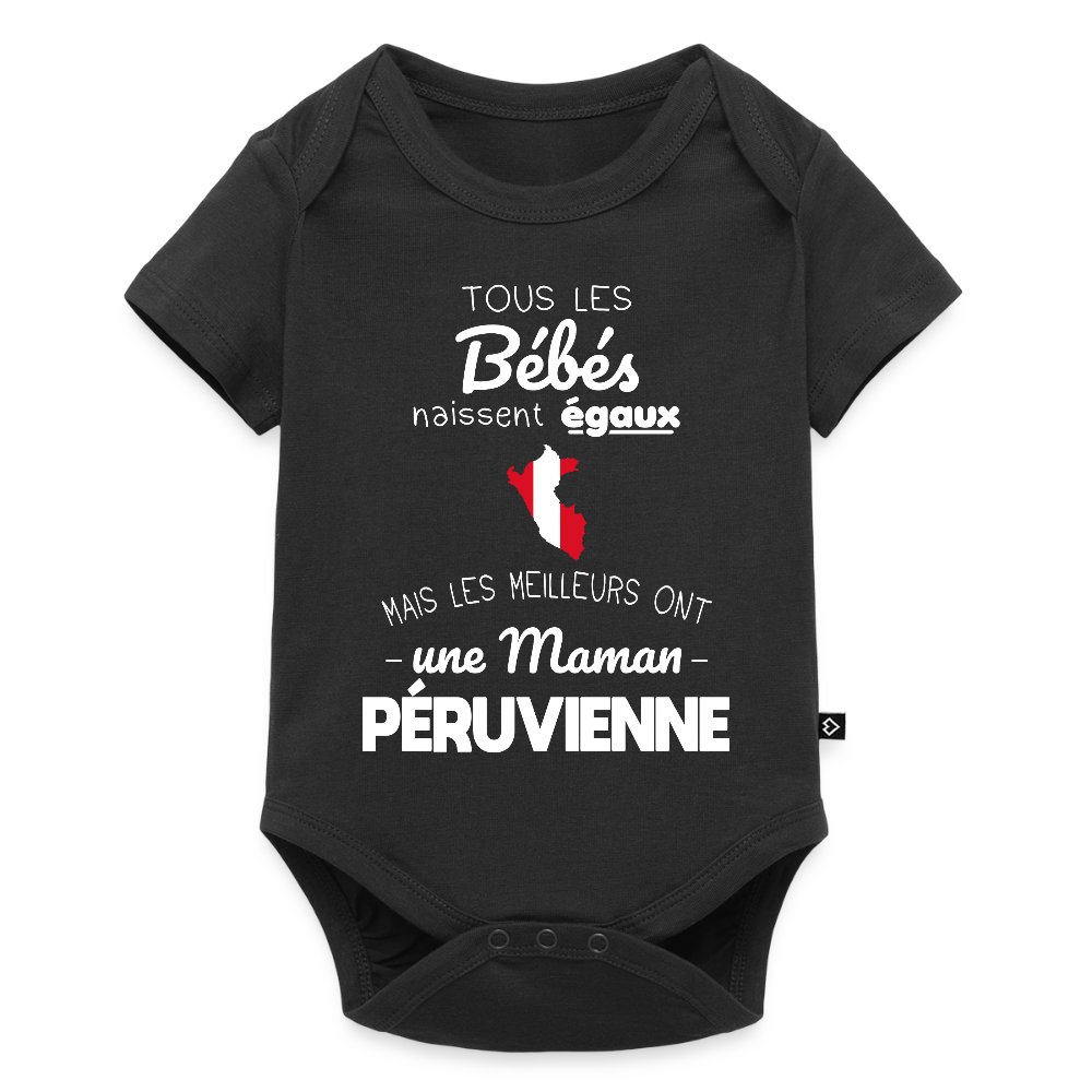 Body Bébé bio manches courtes - Les Meilleurs Ont Une Maman Péruvienne - noir