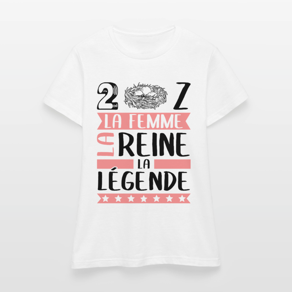 T-shirt femme coloris clair Denise rébus – La femme, la reine, la légende - blanc