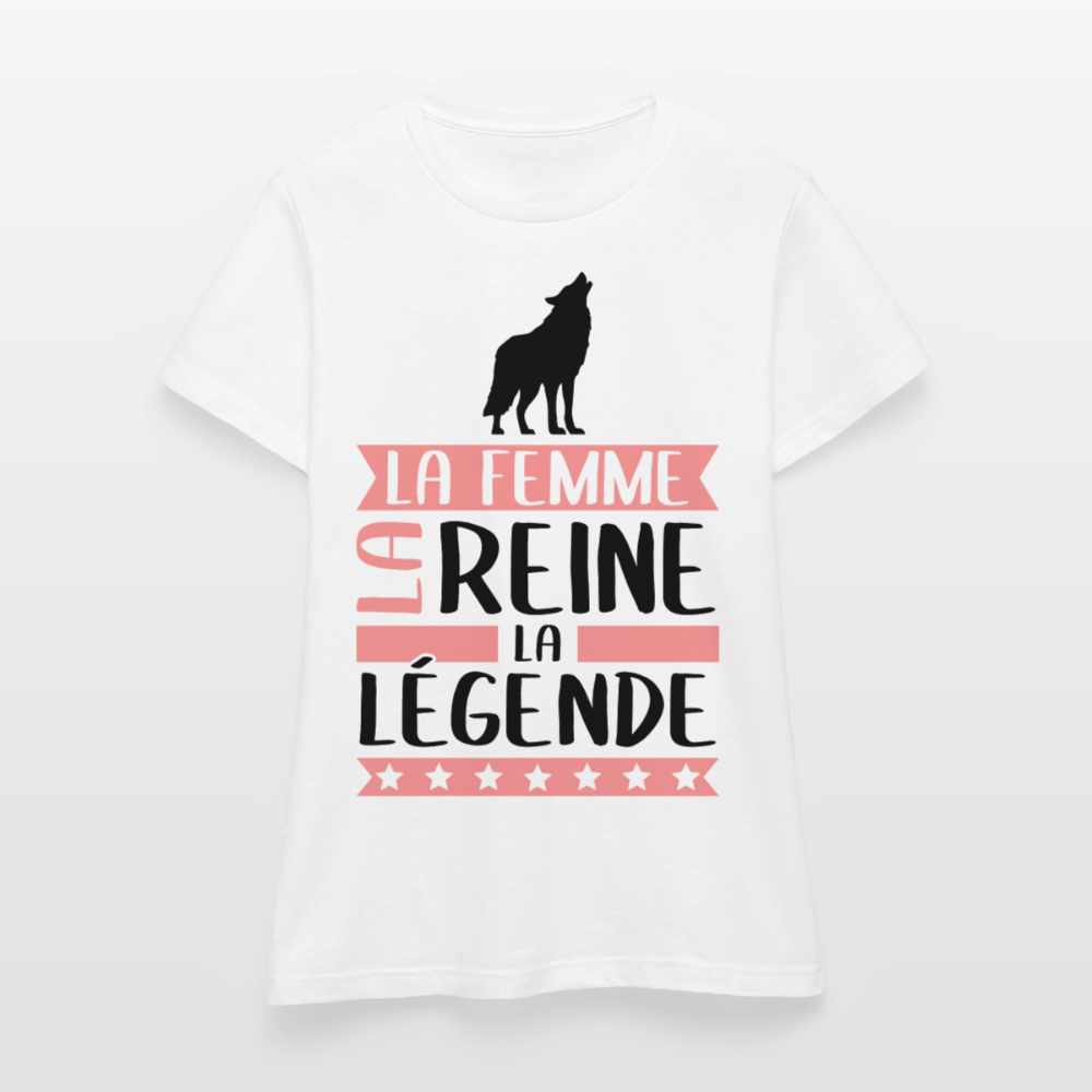 T-shirt femme coloris clair Lou rébus – La femme, la reine, la légende - blanc