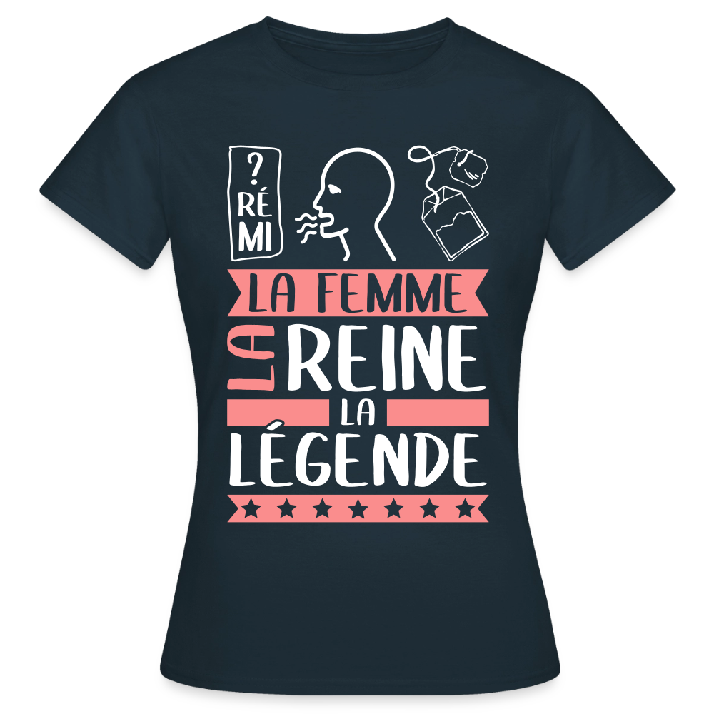 T-shirt femme Dorothée rébus – La femme, la reine, la légende - marine