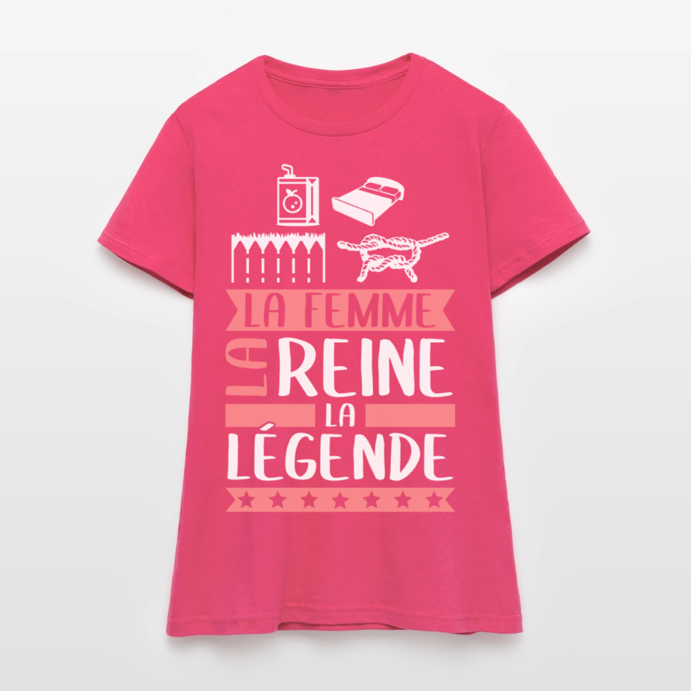 T-shirt femme Julienne rébus – La femme, la reine, la légende - rose azalée
