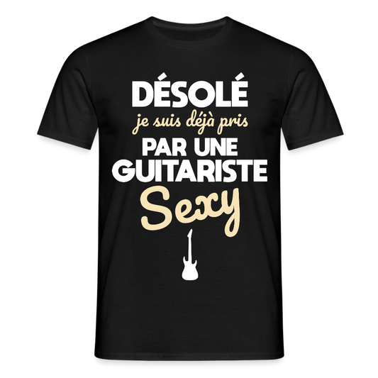 T-shirt Homme - Je suis pris par une guitariste sexy - noir