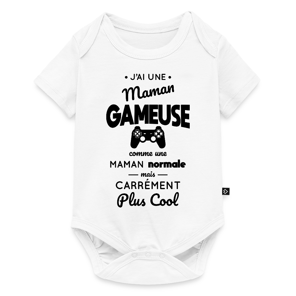 Body Bébé bio manches courtes - J'ai une maman gameuse - blanc