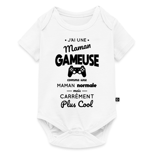 Body Bébé bio manches courtes - J'ai une maman gameuse - blanc