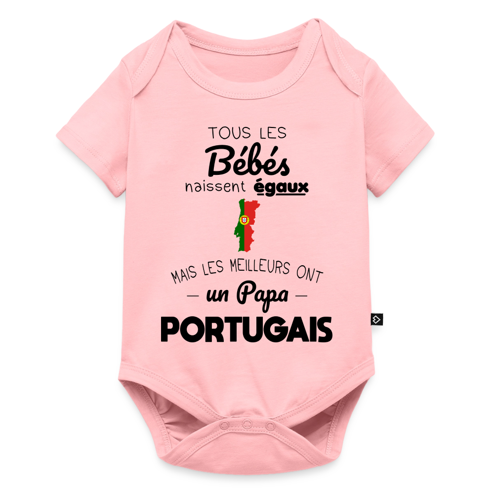 Body Bébé bio manches courtes - Les Meilleurs Ont Un Papa Portugais - rose