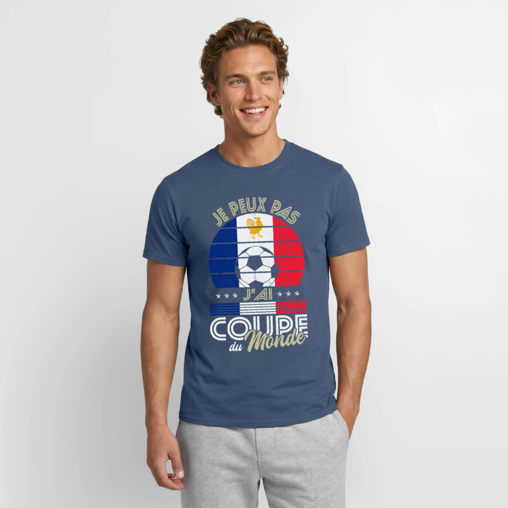T-shirt Homme - Je peux pas j'ai Coupe du Monde - France - denim foncé
