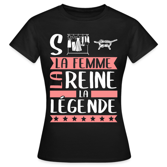 T-shirt femme Sabine rébus – La femme, la reine, la légende - noir