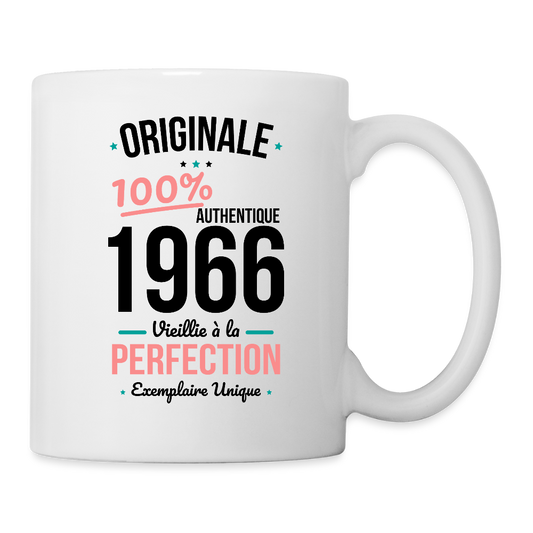 Mug blanc anniversaire 60 ans Femme – Originale 1966 Authentique - blanc