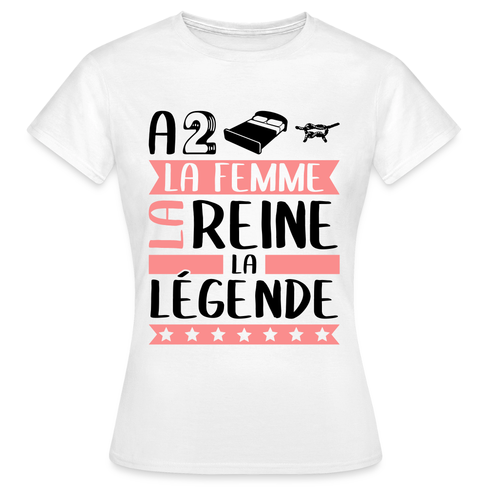 T-shirt femme coloris clair Adeline rébus – La femme, la reine, la légende - blanc