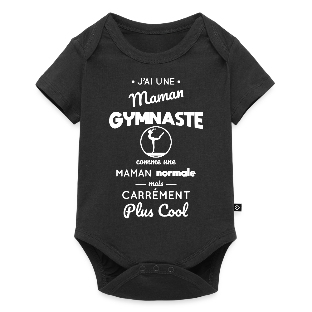 Body Bébé bio manches courtes - J'ai une maman gymnaste - noir
