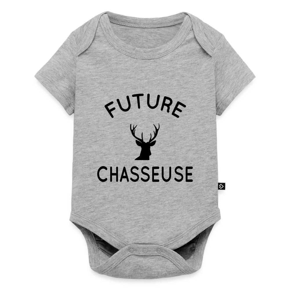 Body Bébé bio manches courtes - Future chasseuse - gris chiné
