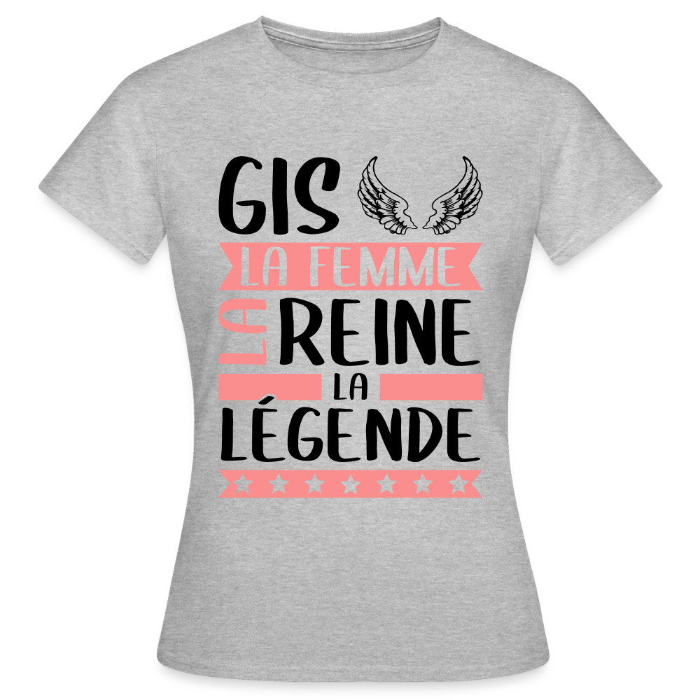 T-shirt femme coloris clair Gisèle rébus – La femme, la reine, la légende - gris chiné