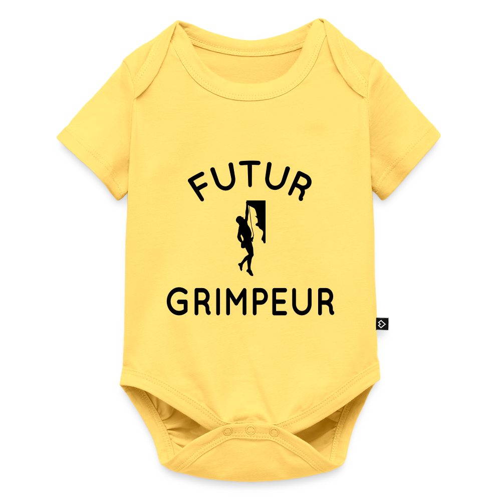 Body Bébé bio manches courtes - Futur grimpeur - jaune pastel