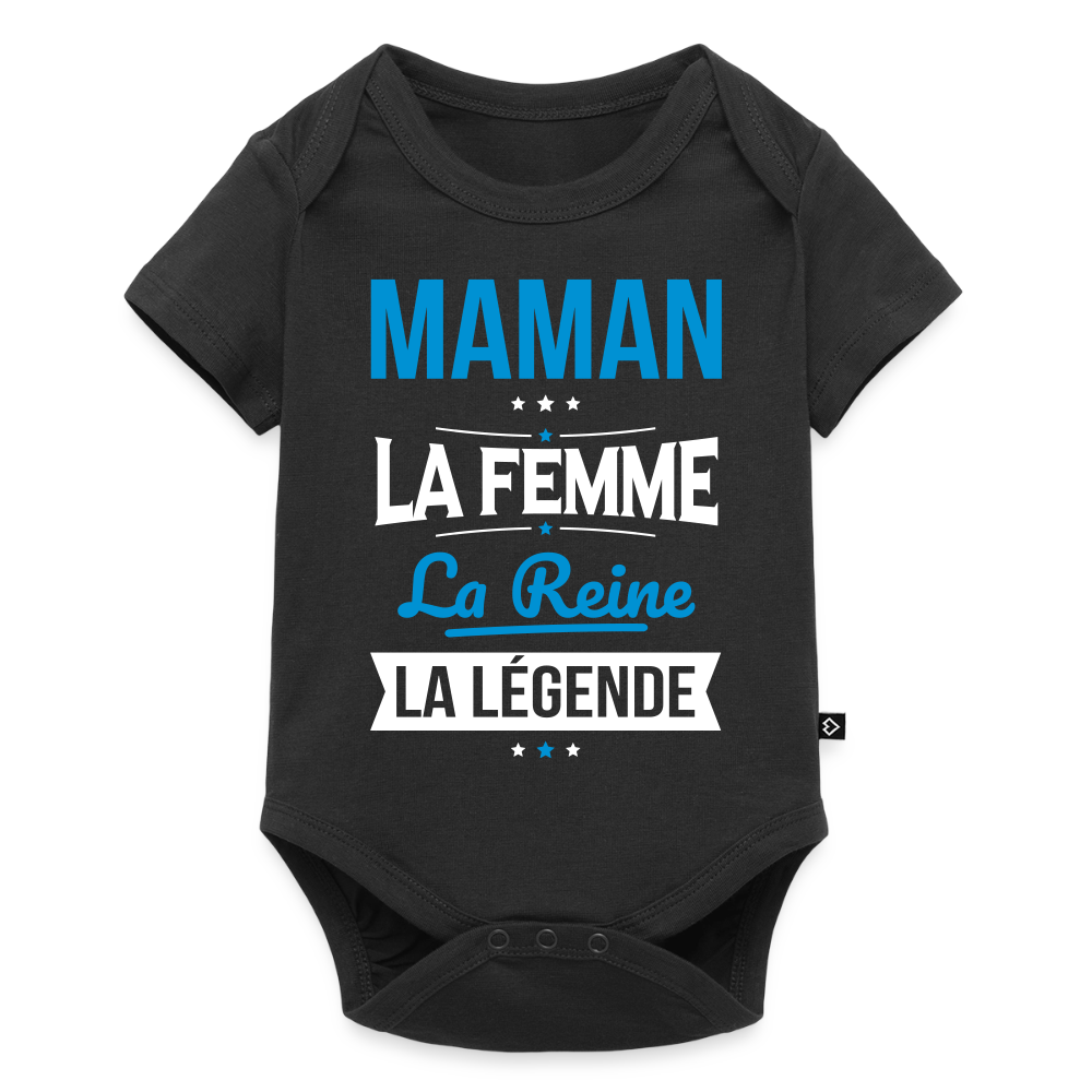 Body bébé bio manches courtes - Maman, femme, reine, légende - noir