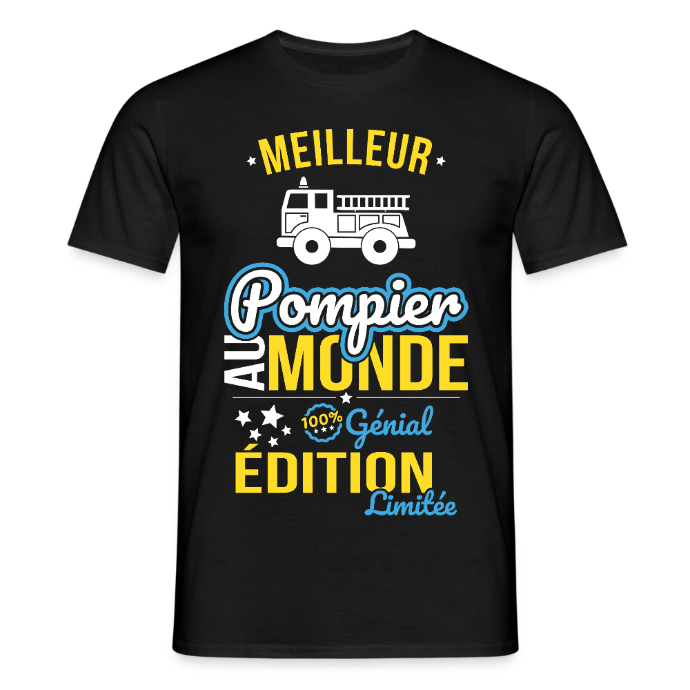 T-shirt Homme - Meilleur Pompier au monde - 100% génial - noir