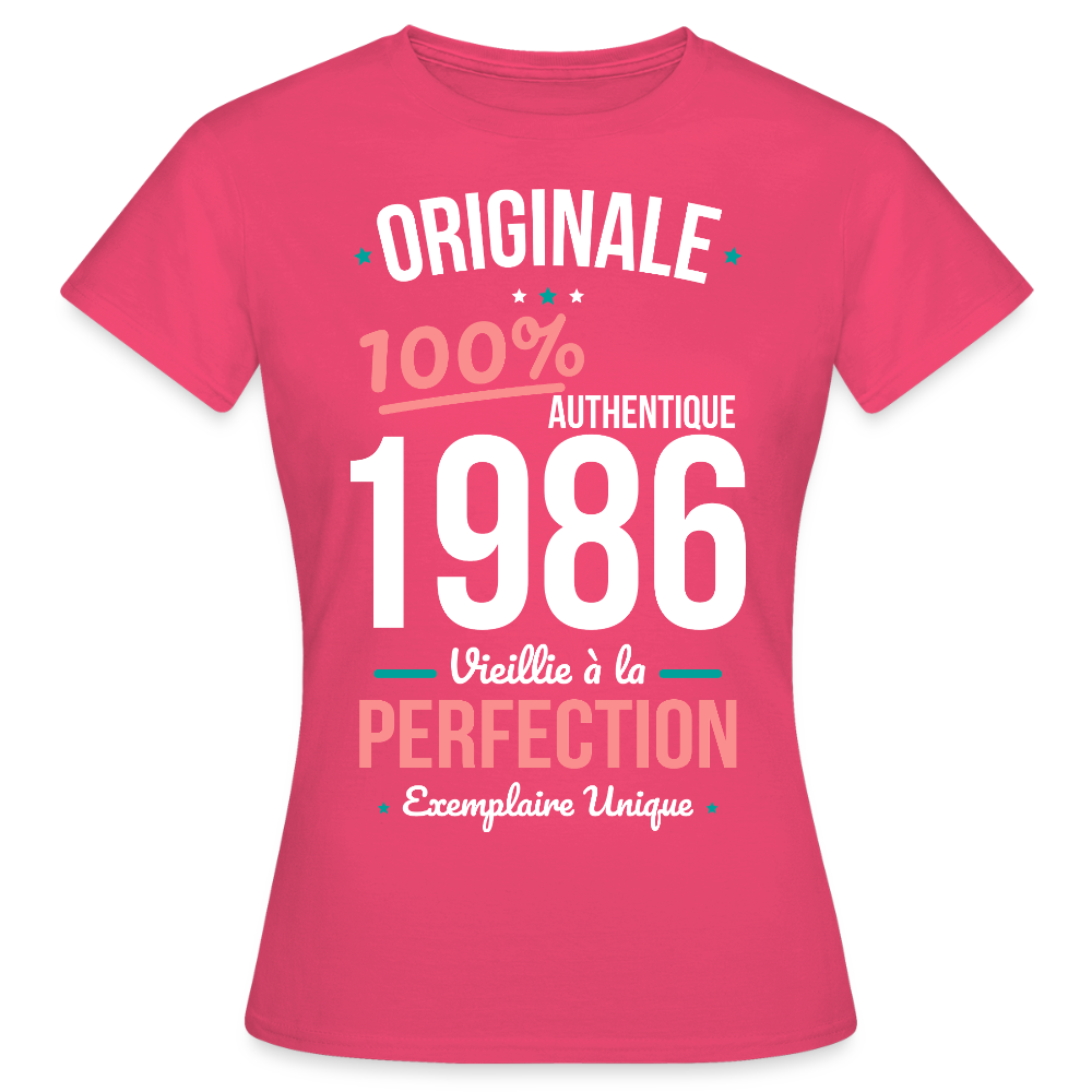 T-shirt anniversaire 40 ans Femme – Originale 1986 Authentique - rose azalée