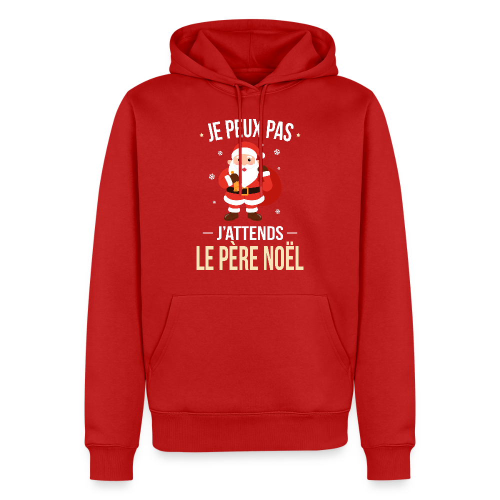 Sweat à capuche premium homme – Je peux pas, j’attends le Père Noël – Hoodie Noël humoristique - rouge