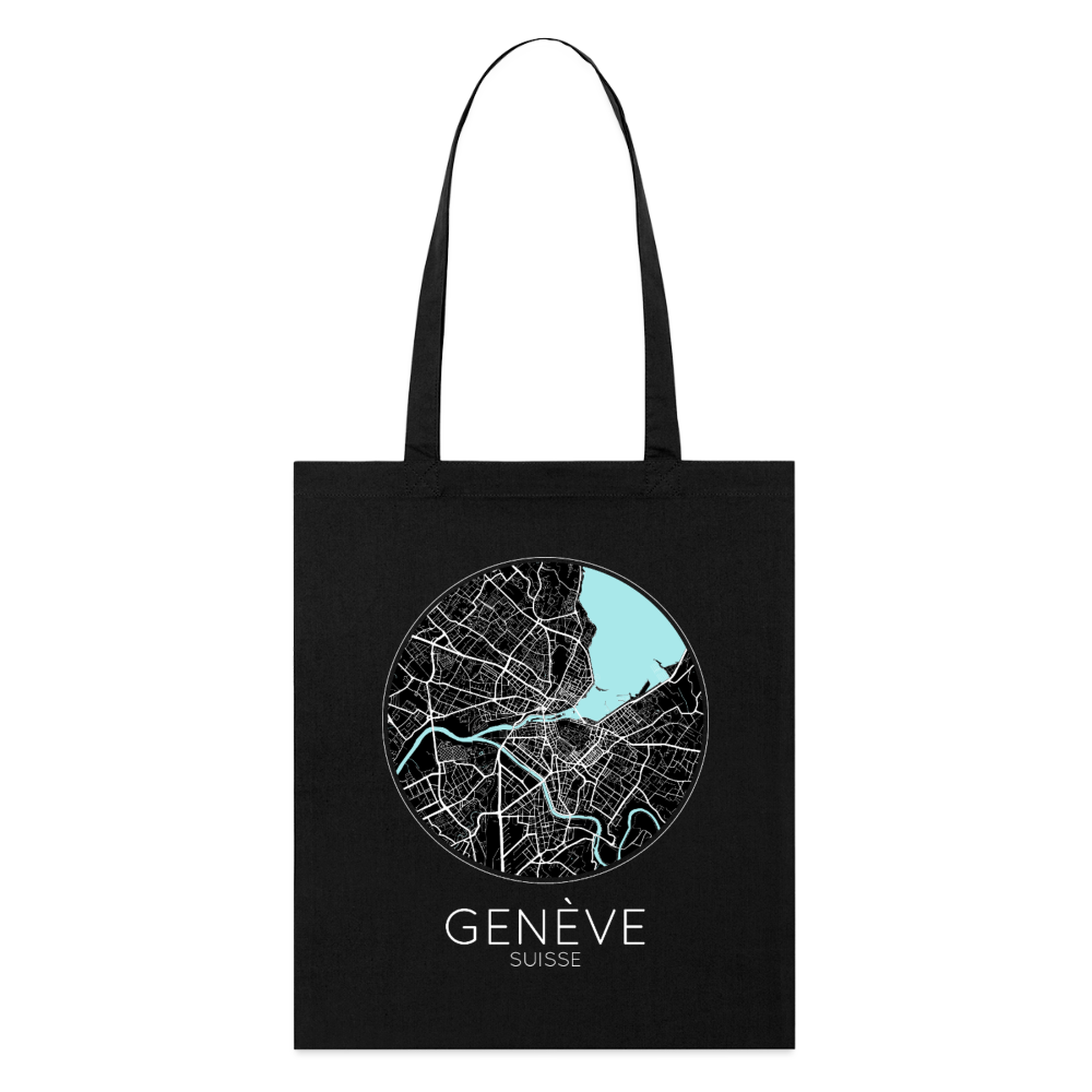 Tote Bag Genève Bio – Plan de Genève - noir