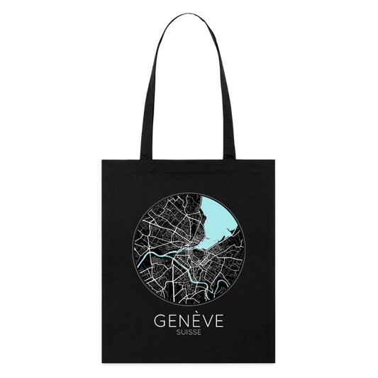 Tote Bag Genève Bio – Plan de Genève - noir