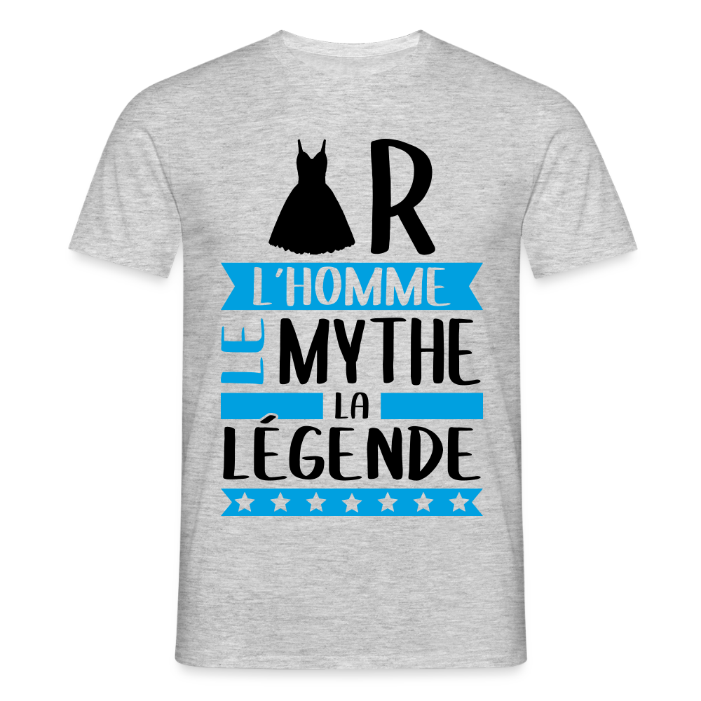 T-shirt homme coloris clair Robert en rébus – L’homme, le mythe, la légende - gris chiné