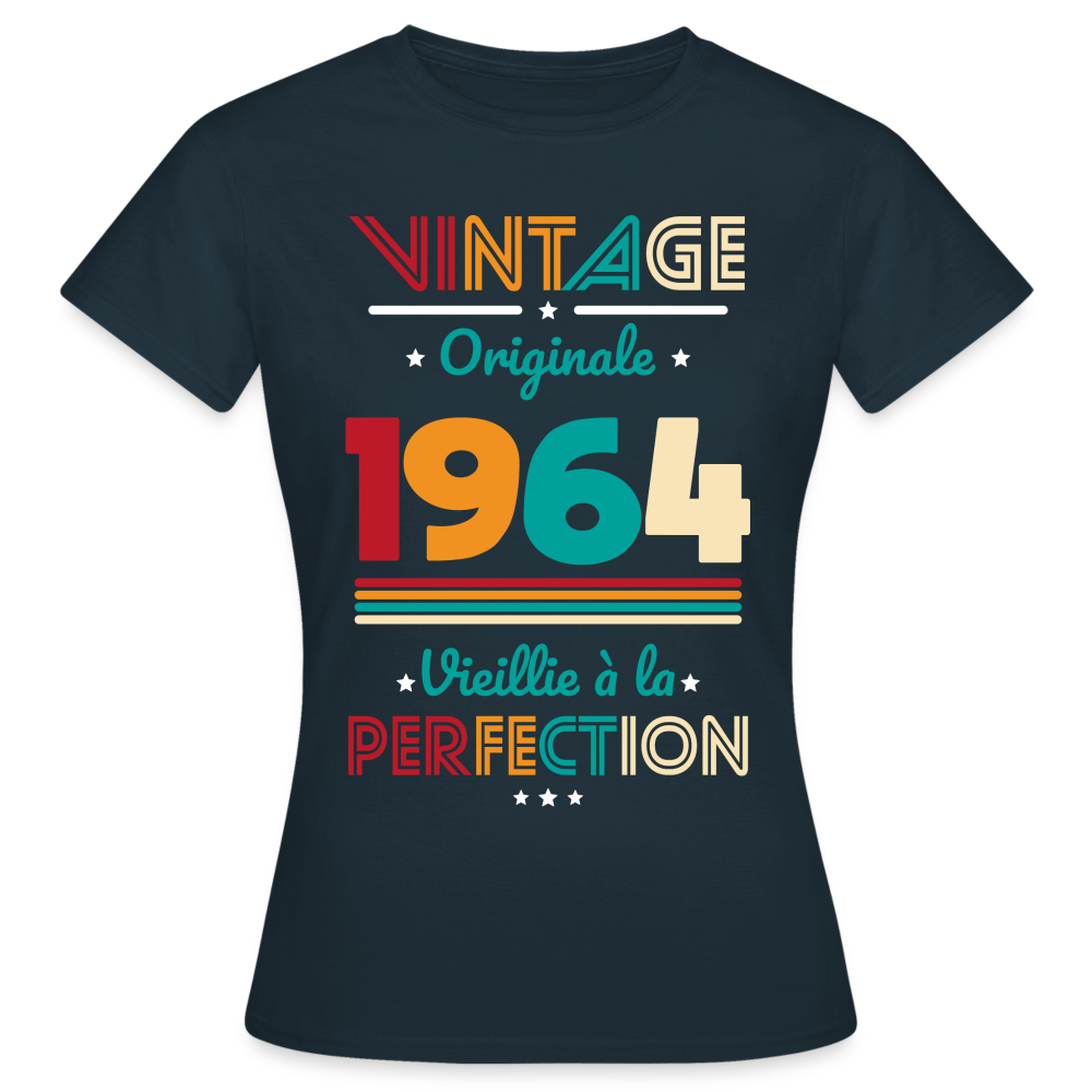 T-shirt Femme - Anniversaire 61 Ans - Vintage Originale 1964 - marine