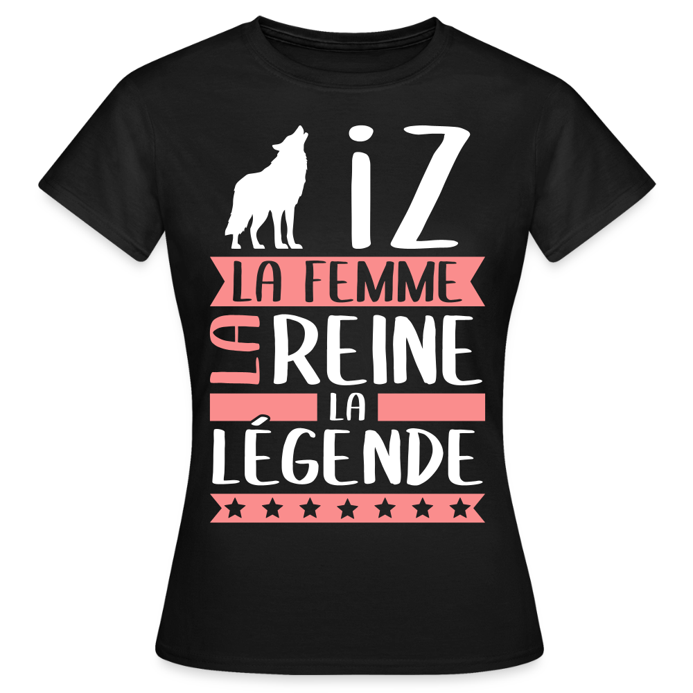 T-shirt femme Louise rébus – La femme, la reine, la légende - noir