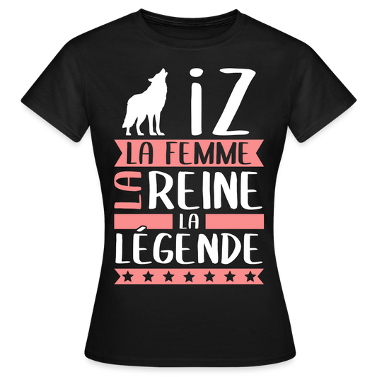 T-shirt femme Louise rébus – La femme, la reine, la légende - noir