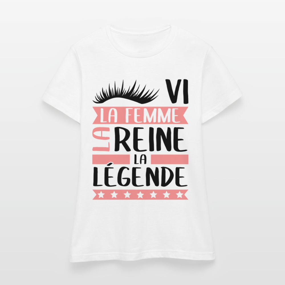 T-shirt femme coloris  clair Sylvie en rébus – La femme, la reine, la légende - blanc
