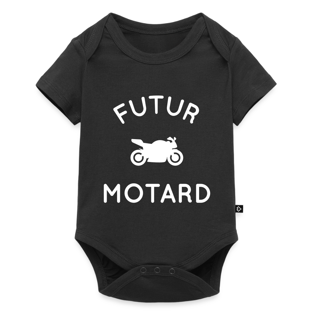 Body Bébé bio manches courtes - Futur motard - noir