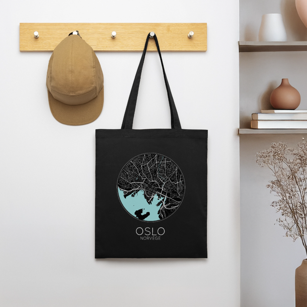 Tote Bag Oslo Bio – Plan d’Oslo - noir