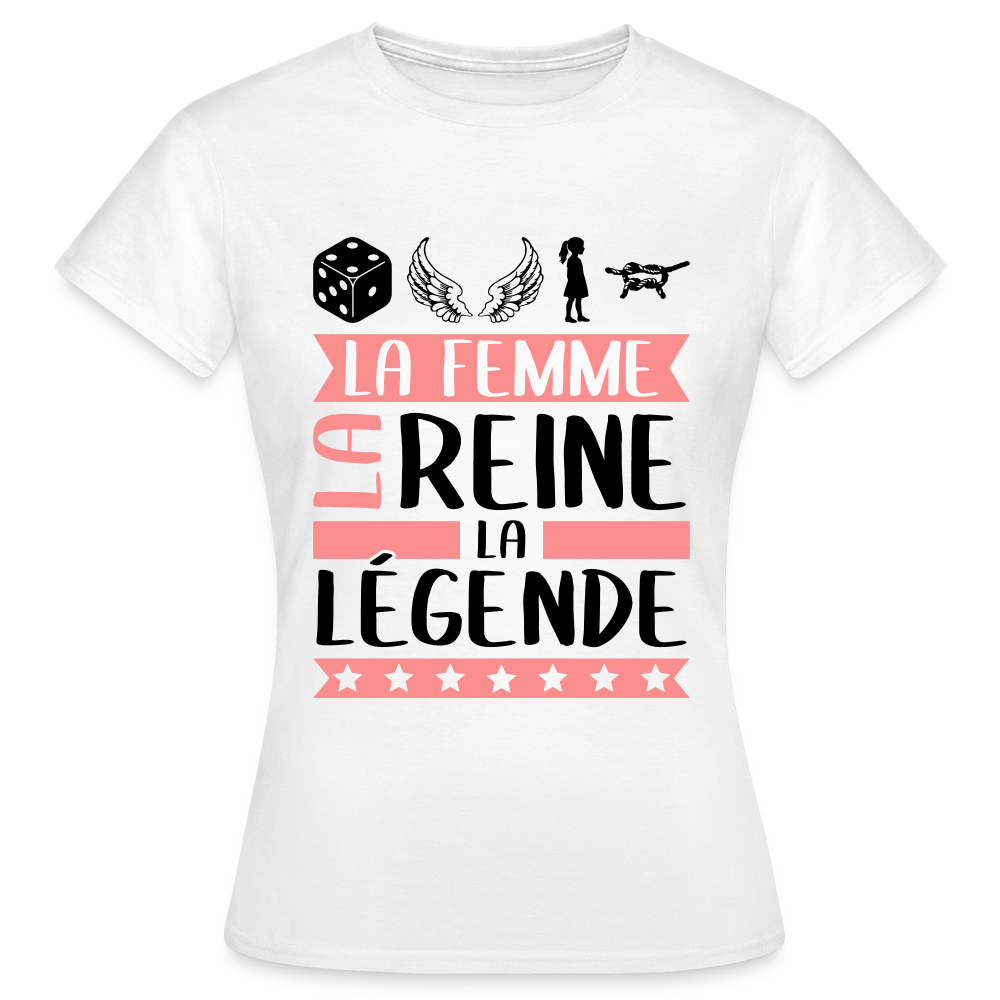 T-shirt femme coloris clair Delphine rébus – La femme, la reine, la légende - blanc