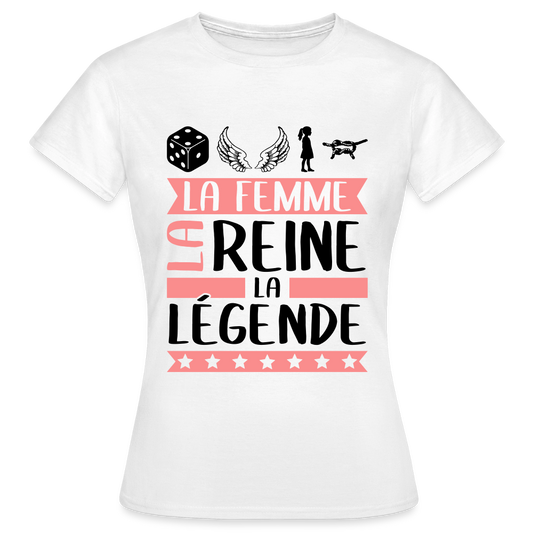 T-shirt femme coloris clair Delphine rébus – La femme, la reine, la légende - blanc