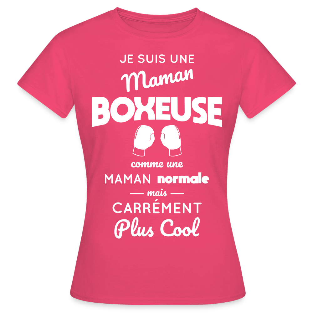 T-shirt Femme - Maman boxeuse plus cool - rose azalée