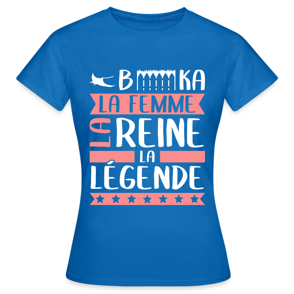 T-shirt femme Rébecca rébus – La femme, la reine, la légende - bleu royal