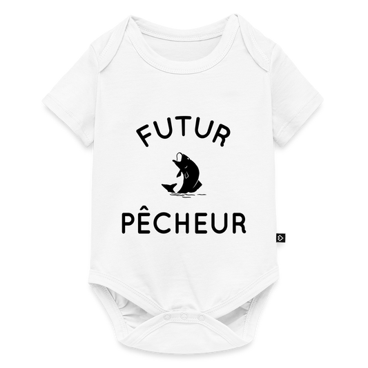 Body Bébé bio manches courtes - Futur pêcheur - blanc