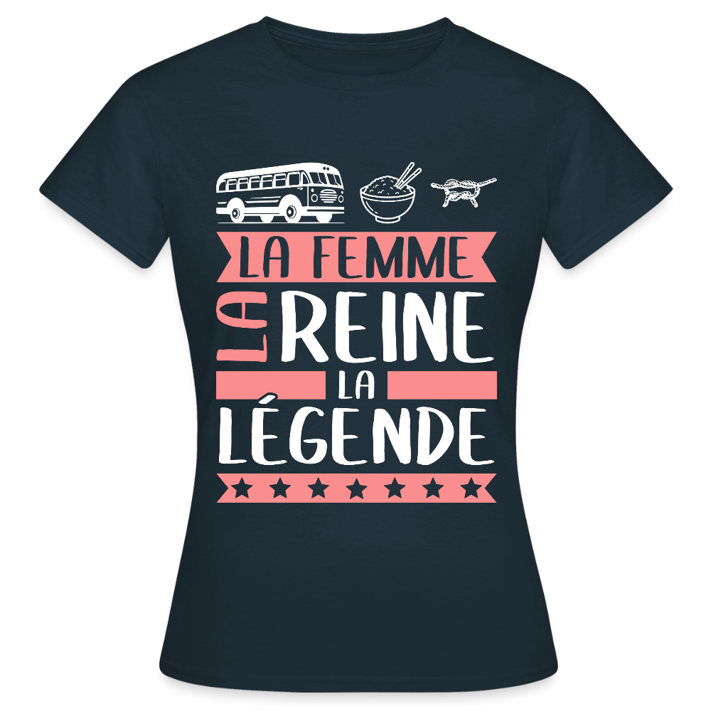 T-shirt femme Karine rébus – La femme, la reine, la légende - marine