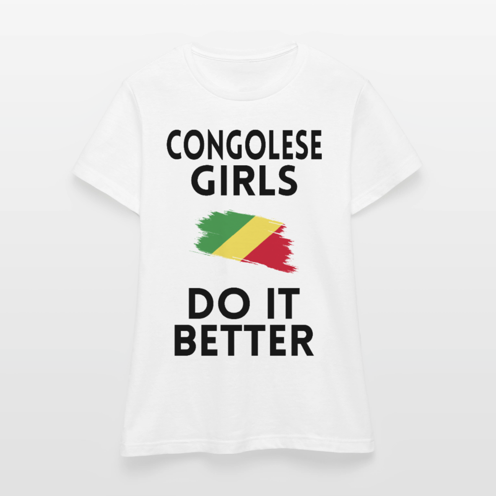 T-shirt femme coloris clair - Congolese Girls Do It Better - blanc