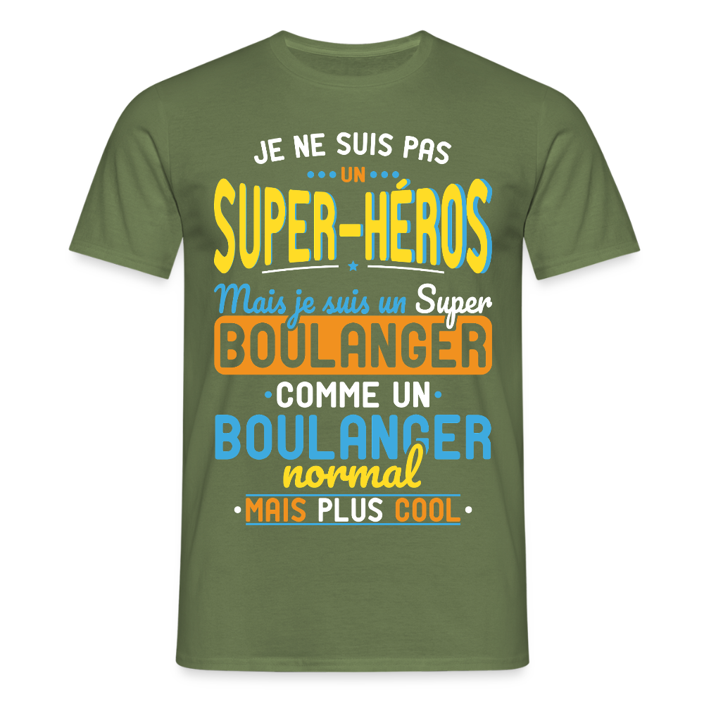 T-shirt Homme - Pas un Super-Héros mais un super Boulanger - vert militaire