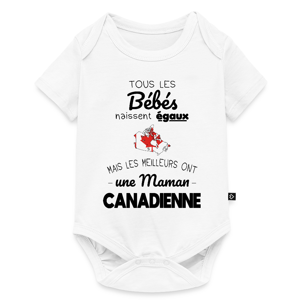 Body Bébé bio manches courtes - Les Meilleurs Ont Une Maman Canadienne - blanc